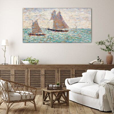 Foto op glas Zeilen op een kalme zee