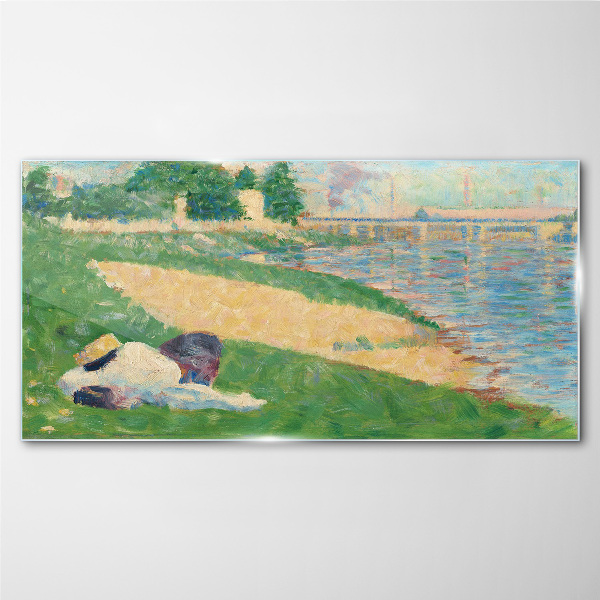 Schilderij op glas Zomerse luiheid aan het water