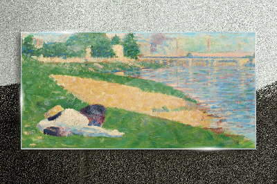 Schilderij op glas Zomerse luiheid aan het water