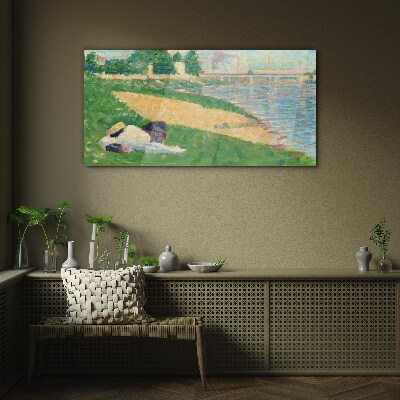 Schilderij op glas Zomerse luiheid aan het water