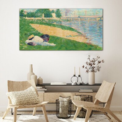 Schilderij op glas Zomerse luiheid aan het water