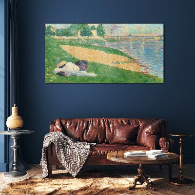 Schilderij op glas Zomerse luiheid aan het water