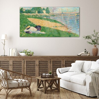 Schilderij op glas Zomerse luiheid aan het water