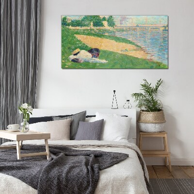 Schilderij op glas Zomerse luiheid aan het water