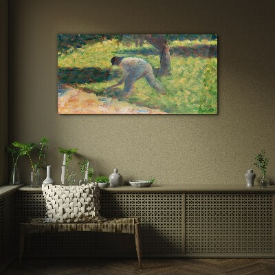 Glas foto Werken in de tuin