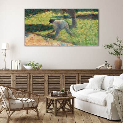 Glas foto Werken in de tuin