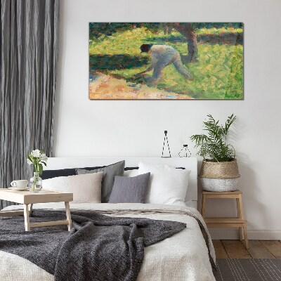 Glas foto Werken in de tuin