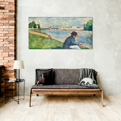 Foto op glas Een vredig landschap aan de rivier