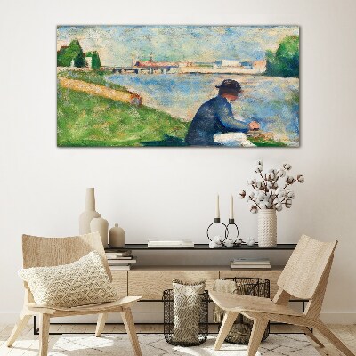 Foto op glas Een vredig landschap aan de rivier