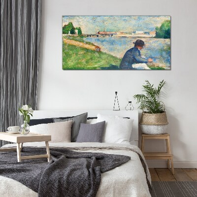 Foto op glas Een vredig landschap aan de rivier