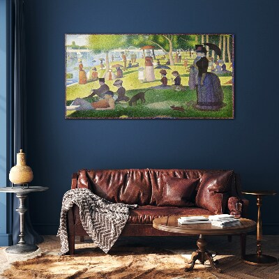 Schilderij op glas Zondagmiddag aan de rivier