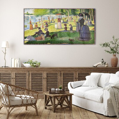 Schilderij op glas Zondagmiddag aan de rivier