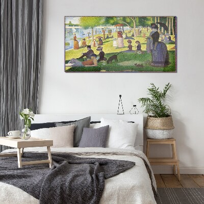 Schilderij op glas Zondagmiddag aan de rivier