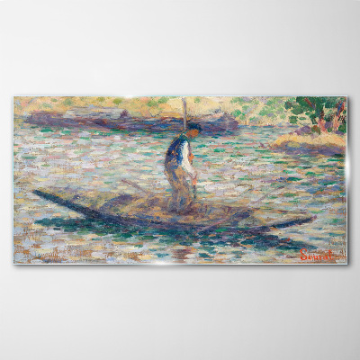 Schilderij op glas Zeeman op de rivier