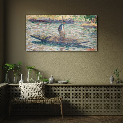 Schilderij op glas Zeeman op de rivier