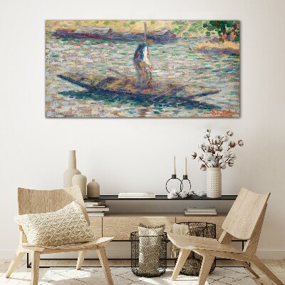 Schilderij op glas Zeeman op de rivier