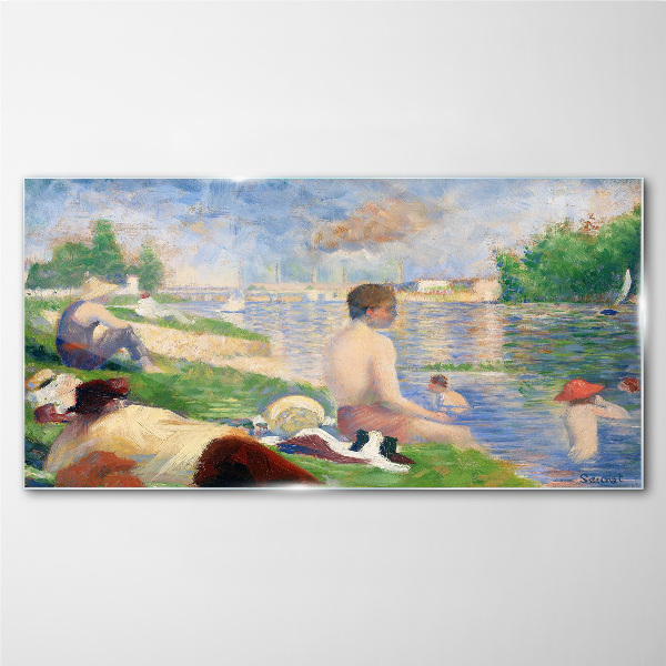 Foto op glas Zomerse ontspanning aan het water