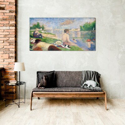 Foto op glas Zomerse ontspanning aan het water