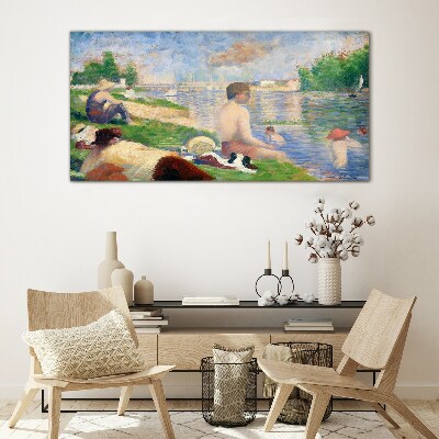 Foto op glas Zomerse ontspanning aan het water