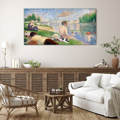 Foto op glas Zomerse ontspanning aan het water