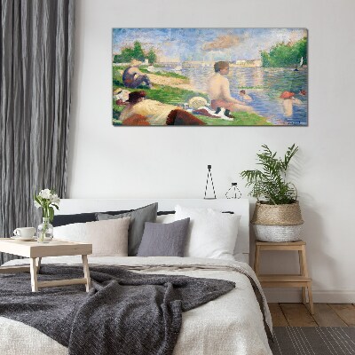 Foto op glas Zomerse ontspanning aan het water