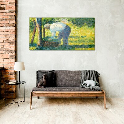 Schilderij op glas Werken in de tuin