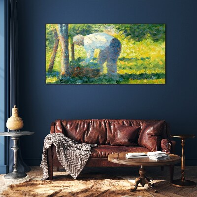 Schilderij op glas Werken in de tuin