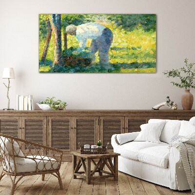 Schilderij op glas Werken in de tuin