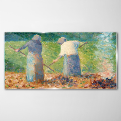 Glas foto Vrouwen werken in de tuin