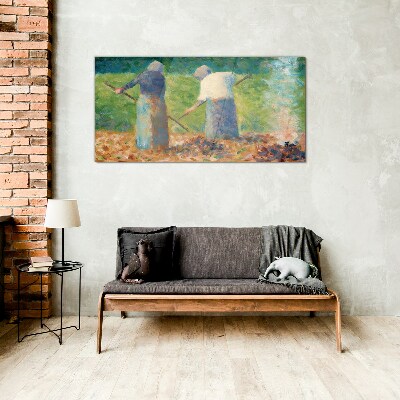 Glas foto Vrouwen werken in de tuin