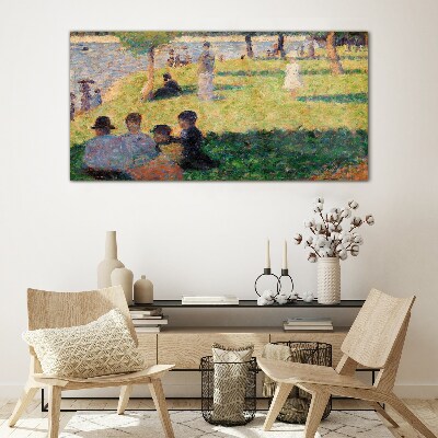 Schilderij op glas Een zomermiddag aan de rivier