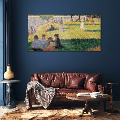 Schilderij op glas Een zomermiddag aan de rivier