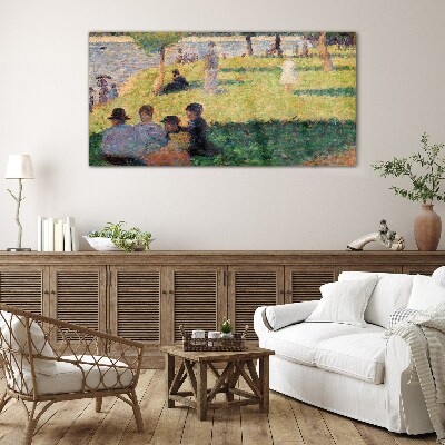 Schilderij op glas Een zomermiddag aan de rivier