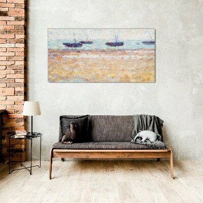 Schilderij op glas Een rustige haven in pastelkleuren