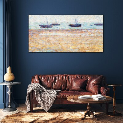 Schilderij op glas Een rustige haven in pastelkleuren