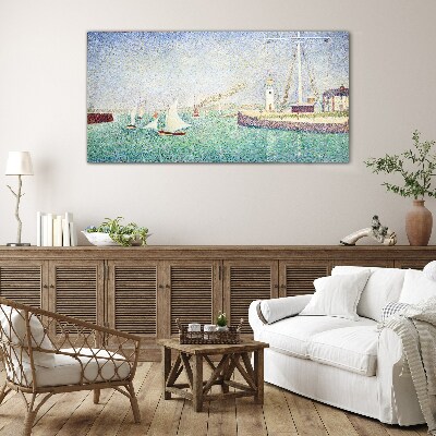 Glas foto Zeegezicht met zeilboten