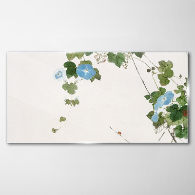 Glas foto Bloemenmotief in delicate tinten