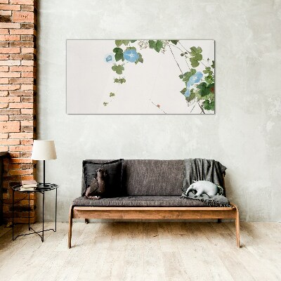 Glas foto Bloemenmotief in delicate tinten