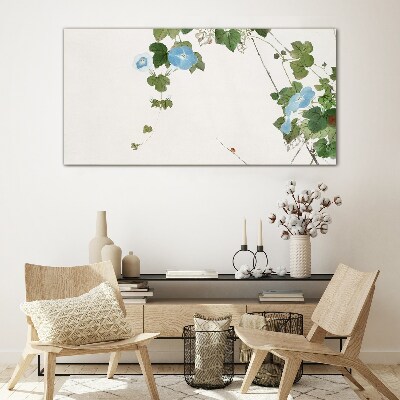 Glas foto Bloemenmotief in delicate tinten