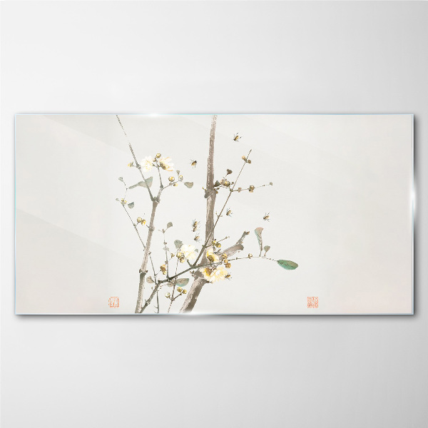 Schilderij op glas Een bloementak in delicate tinten