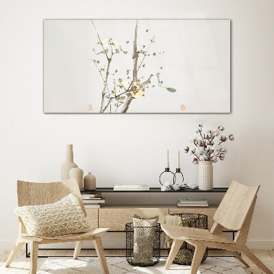 Schilderij op glas Een bloementak in delicate tinten