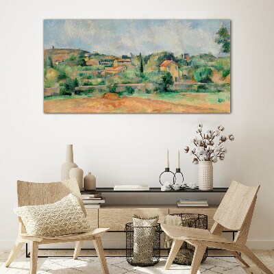 Foto op glas Landelijk landschap in pastelkleuren