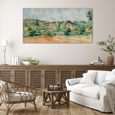 Foto op glas Landelijk landschap in pastelkleuren