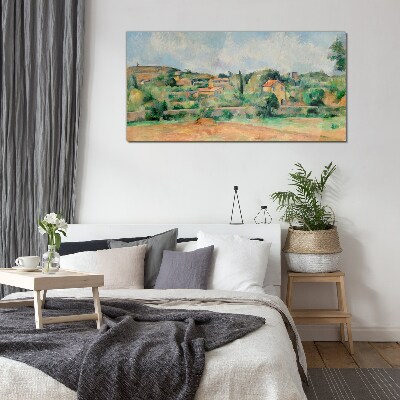 Foto op glas Landelijk landschap in pastelkleuren