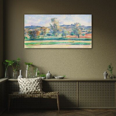 Foto op glas Lentelandschap met bomen