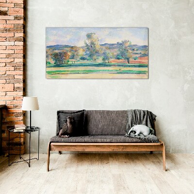 Foto op glas Lentelandschap met bomen