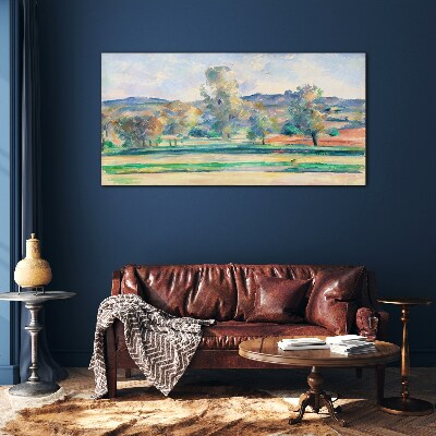 Foto op glas Lentelandschap met bomen