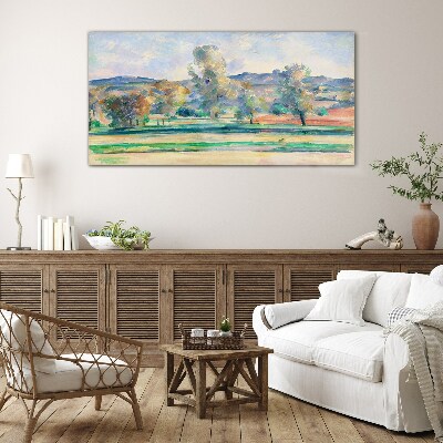 Foto op glas Lentelandschap met bomen