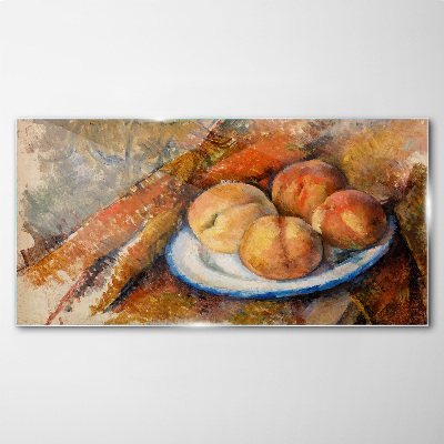 Schilderij op glas Fruittafel in pastelkleuren