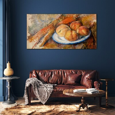 Schilderij op glas Fruittafel in pastelkleuren